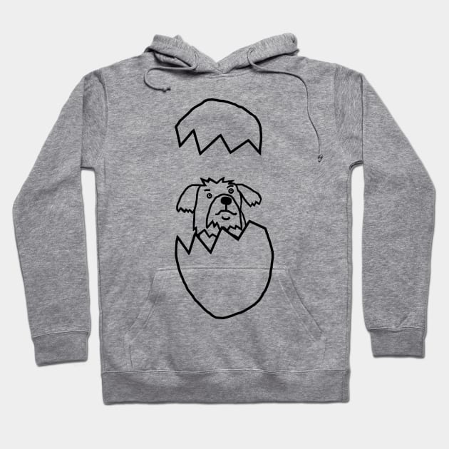 Cute Dog Popping out of Easter Egg Outline Hoodie by ellenhenryart